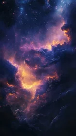 Stellar nebula vortex with luminous ionized gas clouds