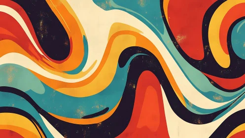 Retro rivers of color curl across a sunburned canvas dream