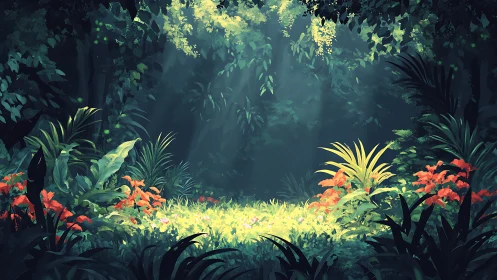 Luminous Jungle Sanctuary: Where Shadow Breathes Green.
