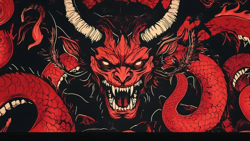 Serpents coil as the horned demon howls through the dark