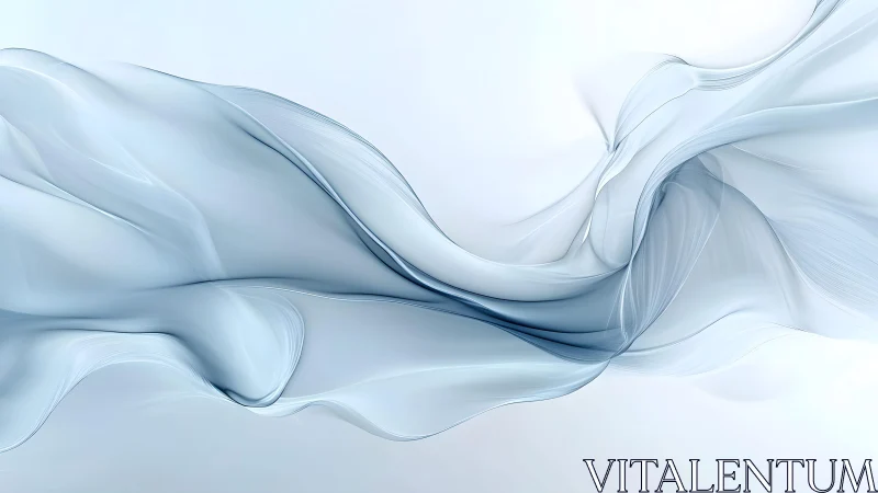Flowing Blue Abstract Waves on White Background, Minimalist Style.