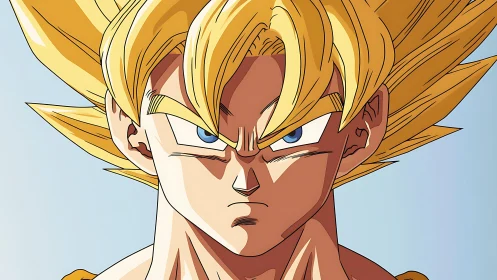 Blazing haired warrior holding steady in bright resolve.