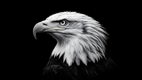 Majestic Bald Eagle Portrait in Dramatic Black and White Style.