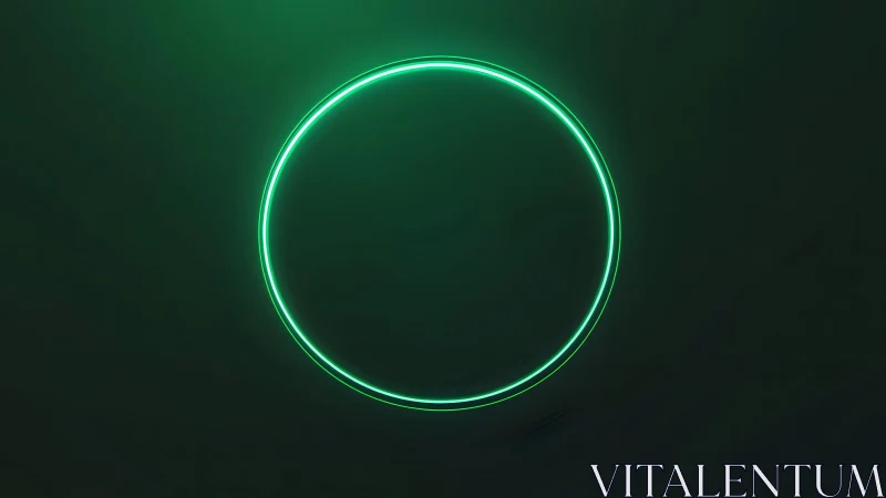Glowing Neon Green Circle on Dark Background, Futuristic Minimalism.