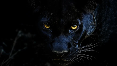 Black Panther With Luminous Golden Eyes
