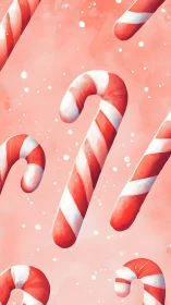 Red and White Candy Canes Arranged on Pink Background