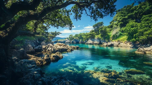 Emerald Cove Mediterranean Coastline with Ancient Limestone.