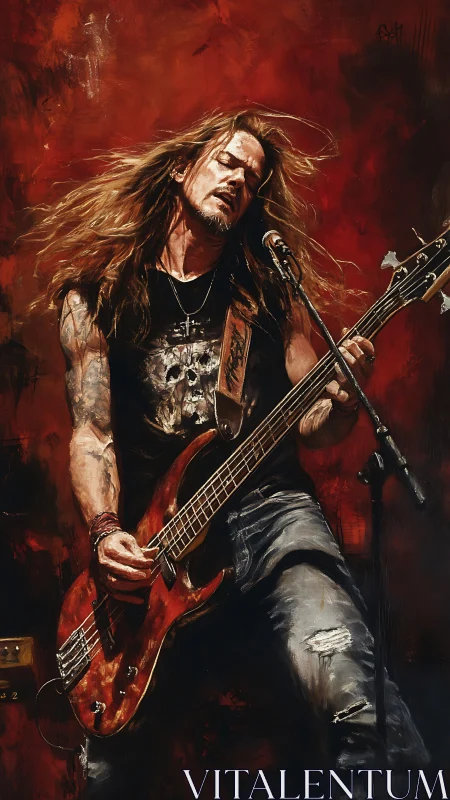 Firestage bass rebel shredding through a storm of sound.