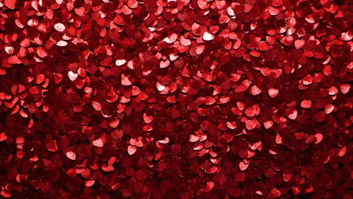 Red heart confetti pattern with dense sparkling texture.