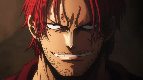 Intense scarred pirate visage under dramatic rim lighting.