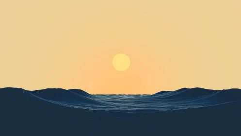 Gentle sunrise over quiet rolling ocean waves in wonder.