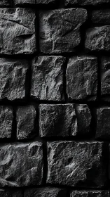 Shadowed stone wall with rugged dark bricks and depth.