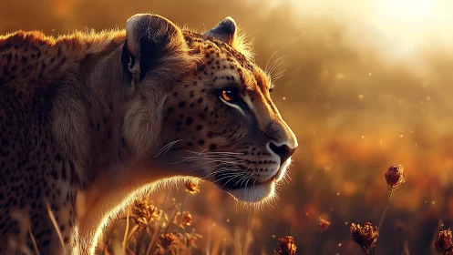 Cheetah Portrait Golden Hour Wildlife Study.