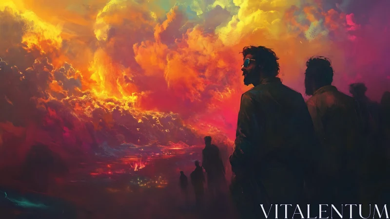 Blazing sky welcomes wanderers into a glowing unknown horizon