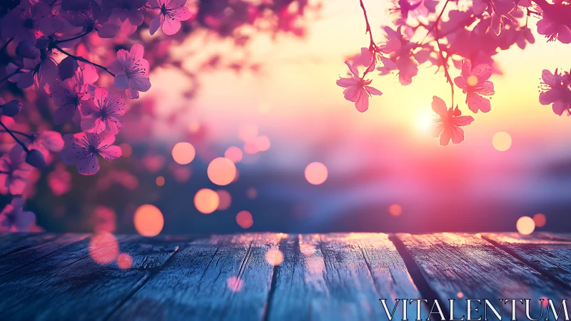 Sunset blossoms over a quiet wooden daydream table.