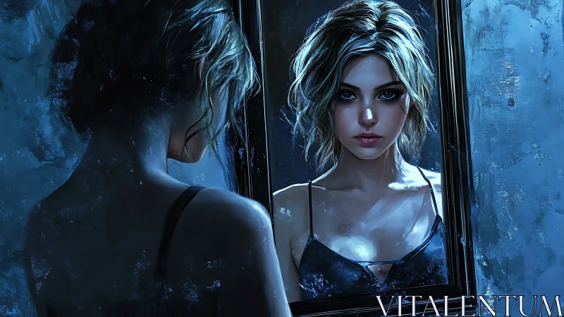 Cool-toned digital portrait studies reflected female subject dynamics