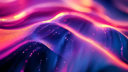 Neon tide of glowing waves in a dreamy digital seascape.
