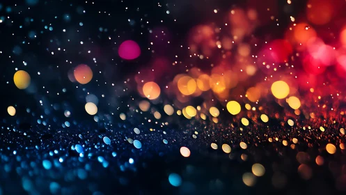 Abstract bokeh lights in vibrant colors, dreamy night atmosphere.
