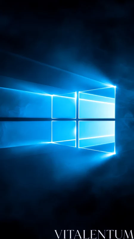 Glowing blue window of light opening into a calm digital night.