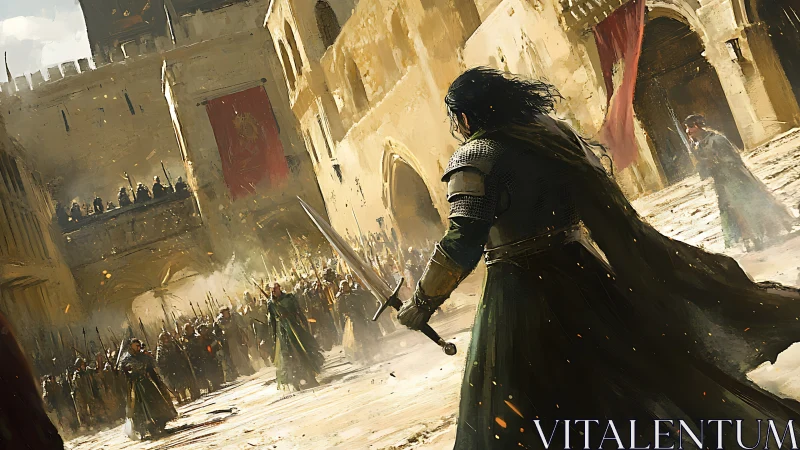 Steel sings in the sun as the lone warrior claims the courtyard