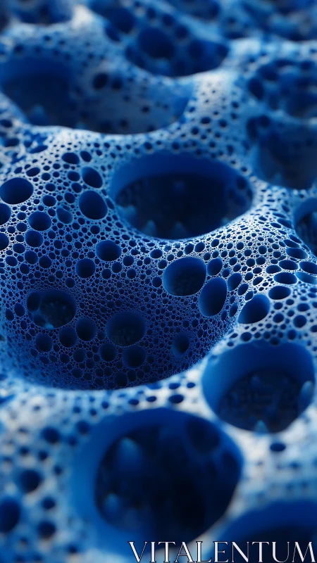 Deep blue abstract bubbles form a porous liquid landscape.