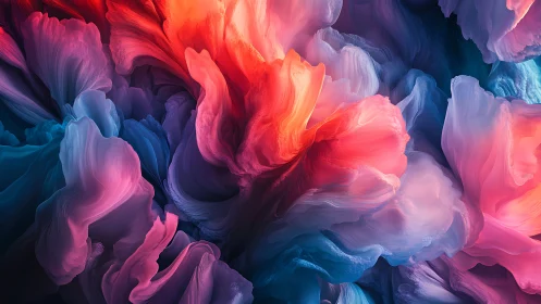 Volumetric abstract petals with high-saturation gradient lighting