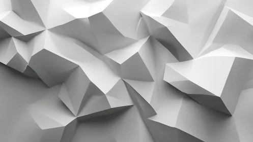 Geometric low poly white surface with angular folded planes.