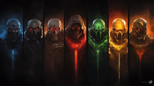 Elemental spectral warlord lineup in chromatic armor strata.