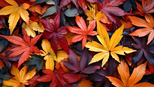 Bright autumn leaves create a cozy carpet of seasonal color