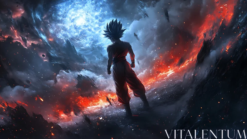 Backlit warrior studies collapsing sky-core with dual thermal fields