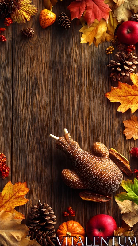 Roasted turkey centerpiece framed by autumn harvest border