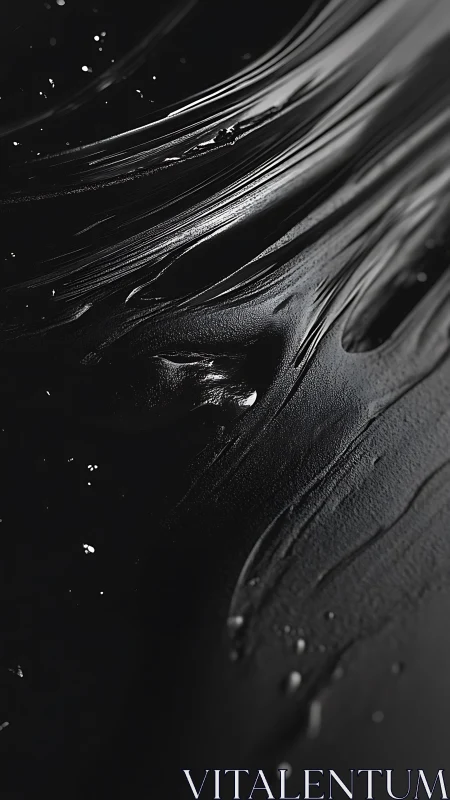 Liquid black textures flow across a glossy surface.