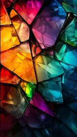 Shattered crystal facets glow in a vivid abstract spectrum