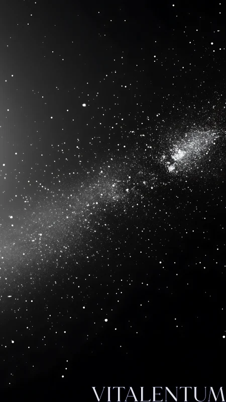 Stellar dust stream curves across deep black space field.