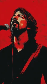 Bold singer stands in passionate red spotlight and performs