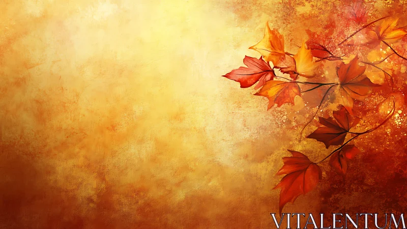 Autumn foliage vector sweep on textured ochre gradient ground.