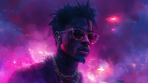 Neon soaked night groove with a cool urban dreamer.