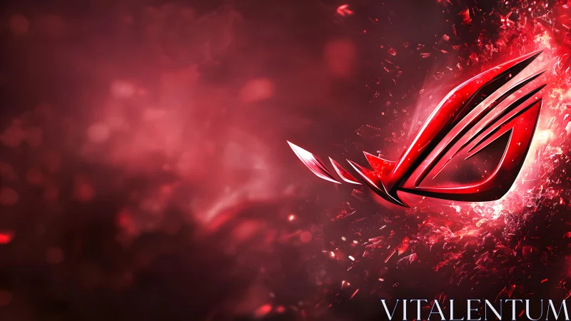 Futuristic Red Gaming Logo on Fiery Abstract Background.