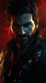 Cinematic warrior portrait with high contrast rim lighting and scars