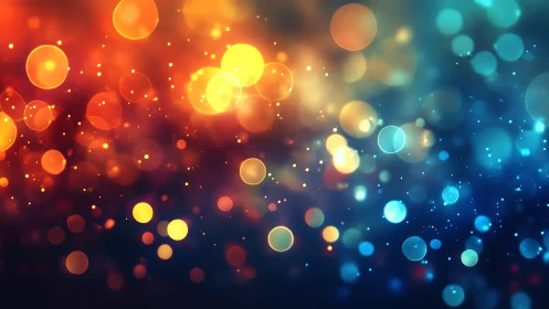 Vibrant Abstract Bokeh Lights in Warm and Cool Tones, Digital Art.