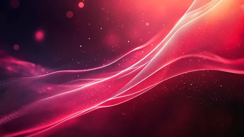 Crimson light ribbons drifting through sparkling cosmos.