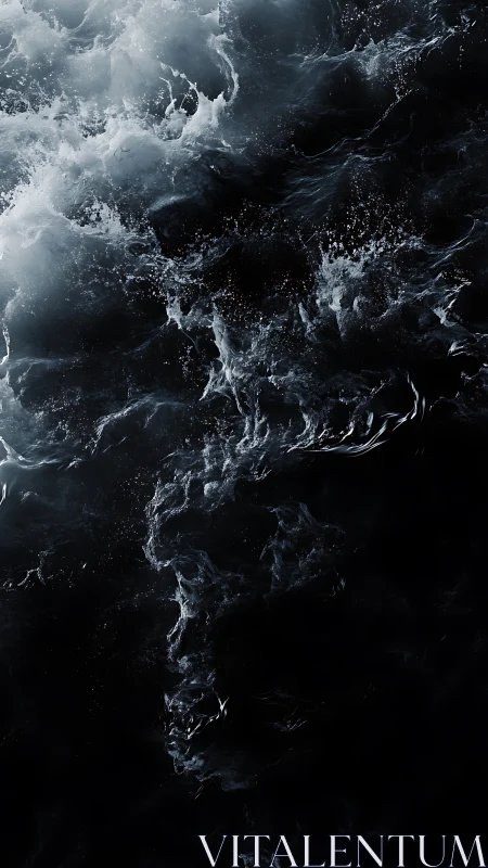 Stormlit currents swirling through a midnight seascape.