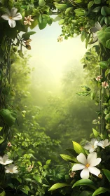 Whispering garden arches quietly toward a sunlit green veil