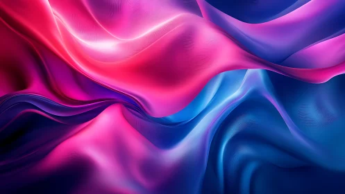 Soft neon waves of pink and blue drift in a gentle glow