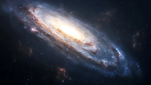 Rotating barred spiral galaxy with luminous central bulge