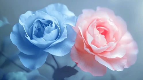 Two Silky Petaled Roses Dance in Dreamy Hues.