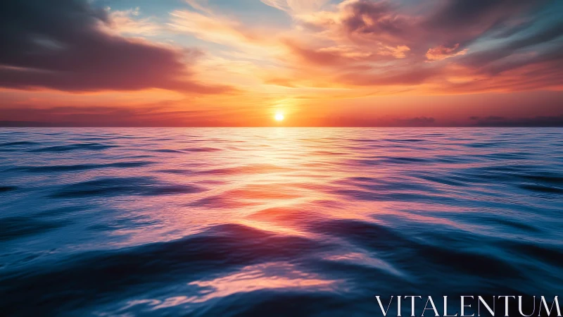 Sunset paints liquid mirrors across a quietly breathing sea