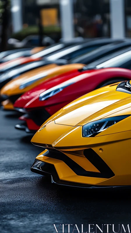 Aligned supercar front ends emphasize angular aerodynamic forms