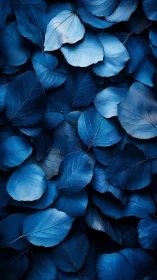 Midnight blue foliage in layered botanical pattern.