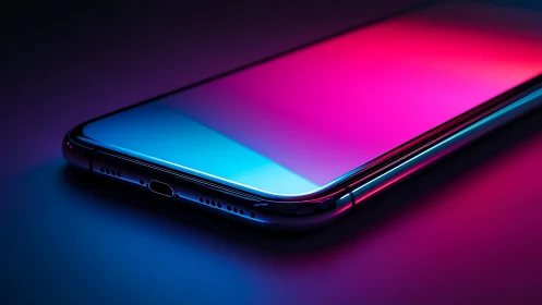 Modern Smartphone with Neon Gradient Display